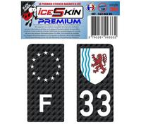 2 Stickers Premium En Résine 3d, Pour Departement 33 En Noir (format Motos)