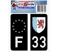 2 Stickers Premium En Résine 3d, Pour Departement 33 En Noir (format Voitures)