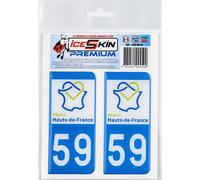 2 Stickers Premium En Résine 3d, Pour Departement 59 En Bleu (format Voitures)