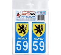 2 Stickers Premium En Résine 3d, Pour Departement 59 En Bleu (format Voitures)