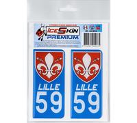 2 Stickers Premium En Résine 3d, Pour Departement 59 En Bleu (format Voitures)