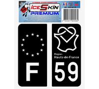 2 Stickers Premium En Résine 3d, Pour Departement 59 En Noir (format Voitures)