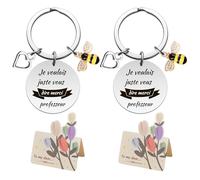 2 Stück cadeau nounou fin de contrat, merci de m'avoir aidé à grandir, carte assistante maternelle, porte-clé maîtresse d'école