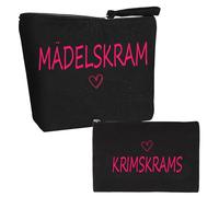 2 Stück Kosmetiktasche Mädchen, Schminktasche Mädchen Schwarz Kosmetiktasche Klein Kulturbeutel Make Up Tasche mit Spruch, geschenke für Frauen Damen Freundin Mama