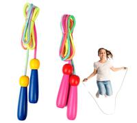 2 Stück Regenbogen Springseile Blau & Rosa, Verstellbare Sprungseile mit Holzgriffen für Kinder, Ideal für Fitness Training & Spiel im Freien, Förderung der Koordination (250cm)