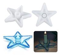 2 Stück Stern Form Kerzenhalter Harz Formen, DIY Kerzenständer Silikonform Epoxidharz Form für Familie Festival Dekorieren Weihnachten Silikonformen Stabkerzenhalter Form