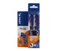 2 Stylos Frixion Ball Pointe Moyenne 0.7mm Bleu Pilot + Stickers