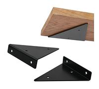 2 Supports D'étagère Triangulaire Noirs,Équerre Pour Étagere Invisible Mural,Équerre De Fixation Industrielles,Supports en Métal De Rayonnage Flottantes Avec Vis,Gain De Place,Black-17×13cm/6.7×5.1in