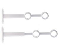 2 Supports Muraux Doubles Extensibles et Réglables pour Tringle à Rideaux/Barre Ø 20 mm - Fixation Solide pour Voilage et Rideau Lourd - Métal Blanc (Lot de 2 Pièces, Longueur 15-19,5 cm)