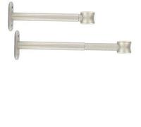 2 supports muraux extensibles et réglables pour barre de rideaux, Ø 20 mm, longueur 15-19,5 cm, couleur argent mat, (1 lot de 2 supports de tringles)