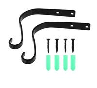 2 Supports Muraux Noirs en Fer pour Jardinière, Lanterne ou Carillon | Design Courbé Classique, Structure Robuste, Surface Lisse, Gain de Place, pour Décoration Intérieure ou Extérieure