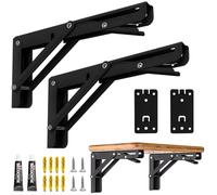 2 supports pliants supports d'étagère pliants triangulaires robustes de 20 pouces support d'étagère mural pour établi de table banc charnière table pliable