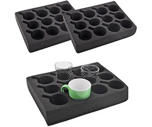 2 supports pour tasse - Support pour verre - Avec mousse spéciale - Noir - 330 x 245 x 60 mm
