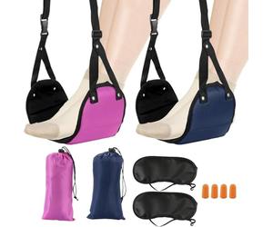 2 Supports Réglables pour Pieds et Jambes en Vol, Hamac de Siège avec Masque de Nuit et Bouchons d'Oreilles, pour Bureau Détente et Voyage