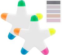 2 Surligneurs Étoiles À Cinq Branches, 100 Autocollants D'index, Stylo Tout-En-Un Étoile À Cinq Branches, Marqueur 5 Couleurs, Surligneur Créatif, Papeterie Scolaire Et De Bureau[Z798]