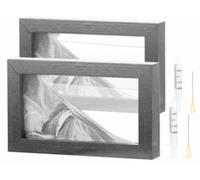 2 tableaux de sable noir et blanc 20 x 12 cm avec cadre en bois Infactory
