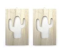 2 tableaux en bois grillage cactus 15 x 24 cm