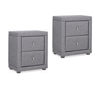 2 Tables de chevet Table de nuit Table d'appoint Chambre Tissu Gris Table de lit Guéridon de nuit