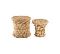 - 2 Tables gigognes en bambou et corde Nomade - Diam. 30/38 cm - Marron