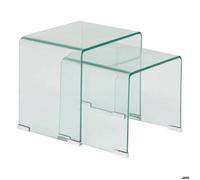 2 tables gigognes ""Lenia"" transparent 51x47x30cm - Atmosphera createur d'interieur