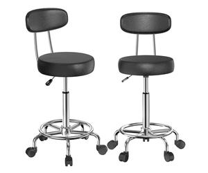 2 Tabourets de Bar Reglable en Hauteur, Chaise Pivotante pour Cabinet, Noir | Tabouret Roulette Hauteur 48-63cm, Tige de Pompe à Air de levage à 3 étages, pour Cabinet Médical Atelier Coiffeuse