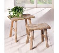 2 tabourets en bois "Rustikal" de style antique, support pour fleurs, tabouret pour fleurs, décoration de jardin, tabouret pour s'asseoir, tabouret pour les pieds