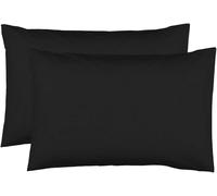 2 Taies d'oreiller 50 x 70 cm - Noir - 100% Coton 57 Fils