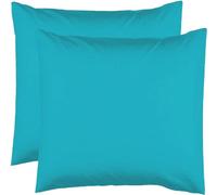 2 Taies d'oreiller 63 x 63 cm - Bleu Turquoise - 100% Coton 57 Fils