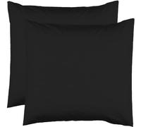 2 Taies d'oreiller 63 x 63 cm - Noir - 100% Coton 57 Fils