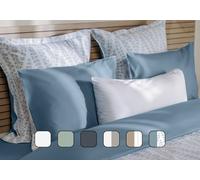 2 Taies d'oreiller Percale de coton Emma 50x70 - Réversible Vert Eucalyptus & Beige