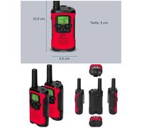 2 talkies-walkies portée jusqu'à 7 kilomètres Rouge- Noir 8 canaux et 38 codes CTCSS