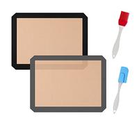 2 Tapis de Cuisson Résistants aux Hautes Températures avec Brosse à Huile et Spatule Demi-Bord - Tapis de Four en Silicone Antiadhésif