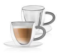 2 tasses double paroi cœur 160 ml + soucoupes