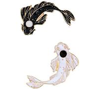 2 teile/satz Fisch Anstecknadeln Corsage Pin Tai Abzeichen Schwarz Weiß FarbeTraitement très attractif