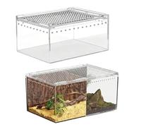 2 Terrariums en Acrylique, Mini Terrarium Transparent 20 * 15 * 10CM, Boîte d'alimentation en Acrylique pour Reptiles, Boîte d'Élevage pour Araignées, Scorpions et Mantes Religieuses-Habitat