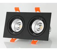 2-Têtes COB Carré Grille Plafond Encastré Spot LED Downlight for Mall Showroom Salon Éclairage d'accentuation (4000K Natural light,Black(20W))