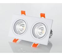 2-Têtes COB Carré Grille Plafond Encastré Spot LED Downlight for Mall Showroom Salon Éclairage d'accentuation (4000K Natural light,White(7W))