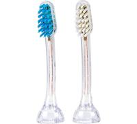 2 Têtes De À Dents E2 (1x Bleu+1x Blanc) I S De Rechange Forme Standard (Dureté Équilibrée, Poils Oits) Pour S À Dents À Ultrasons Emmi-Dent Metallic & Profes[Tet419557]