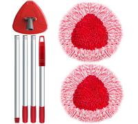 2 Têtes de Serpillière de Rechange Compatible avec Vileda Turbo Serpillere, 3 en 1 Serpillère Kit avec Manche 76-148 cm et 1 Base - Nettoyage Multi-Surfaces pour Sols, Voitures, Camping-Cars