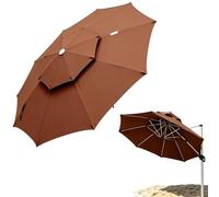 2 Tier Patio Umbrella Replacement Canopy - Polyester 300cm Cover For 8 Rib Cantilever Parasol Replacement Fabric - Sunshade Water Resistant Outdoor Shade Solution - Pool Backyard Market Use