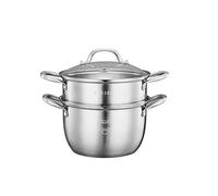 2 Tier Steamer induction en acier inoxydable Set, Steamer Pan/Stock Pot, poli miroir avec couvercle en verre trempé Lave-vaisselle Four Coffre (Size : 27.5 * 35cm)