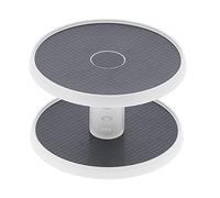 2 Tier Turntable Rack Organizer Rotating Holder Shelf Adjustable Seasoning Organizer Racks Sturdy Plastic Storage Solution for Kitchen Bathroom Cabinet Gray White 16 24cm