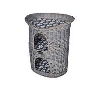 2 tiers Niche en forme d'arbre à chat en saule avec griffoir & coussin Gris G