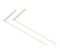 2 tiges de radiesthésie en cuivre à 99,9 % pour détection d'eau et de métaux pour - Outils de sondage avec perle plate et ronde à tête unique, couleur or (tête unique pour perle plate)