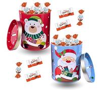 2 Tirelires de Noël garnies de 25 chocolats Kinder Schokobons et Mini Bueno | Un cadeau Original pour gâter les Gourmands à Noël