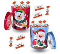 2 Tirelires de Noël garnies de 25 chocolats Kinder Schokobons & mini Bueno | A Offrir à Noël