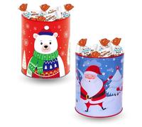 2 Tirelires de Noël garnies de 25 chocolats Kinder Schokobons & mini Bueno | Idéal pour décorer la table de Noël des enfants