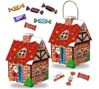 2 Tirelires Maison de Noël garnies de 30 Chocolats Célébrations, Milka, Daim et Kinder à Offrir en Fin d'Année