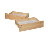 Homestyle4u – 2 tiroirs de rangement en bois à roulettes pour lit gigogne – Multicolore G