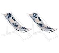2 Toiles de Transat 113 x 44 cm en Polyester Bleu et Blanc Anzio / Avellino